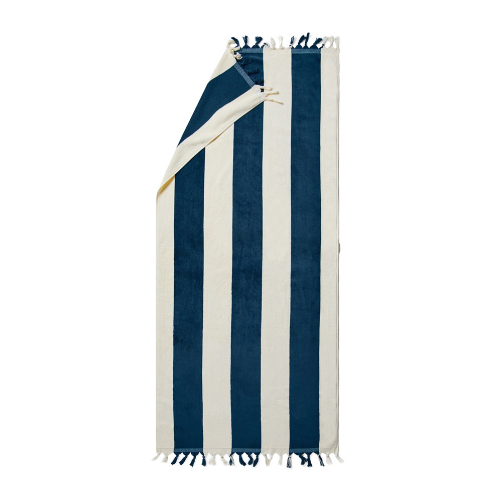 VINGA Valmer strand handdoek - donkerblauw, beige (± PMS 19-4324 TPG/ ± PMS 11-0606 TCX)