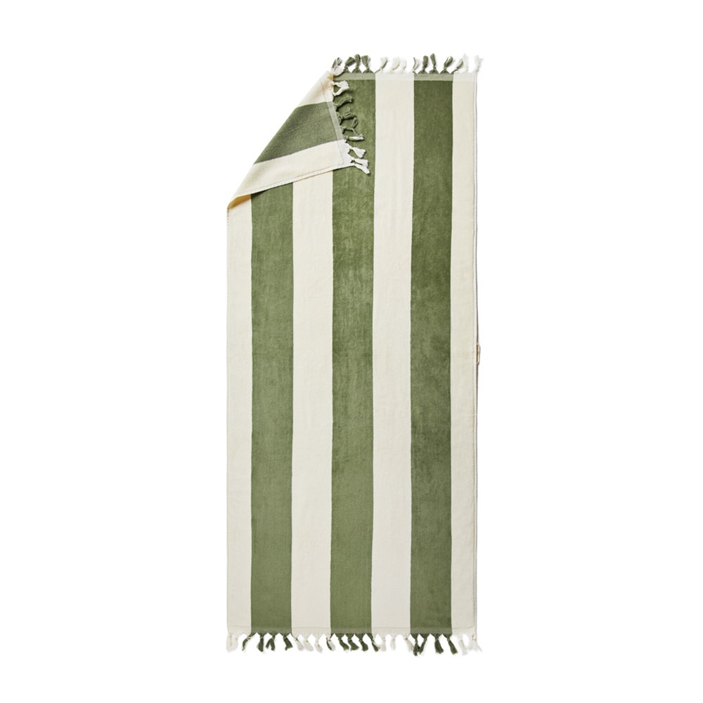 VINGA Valmer strand handdoek - groen, beige (± PMS 17-0115 TPG/ ± PMS 11-0606 TCX)