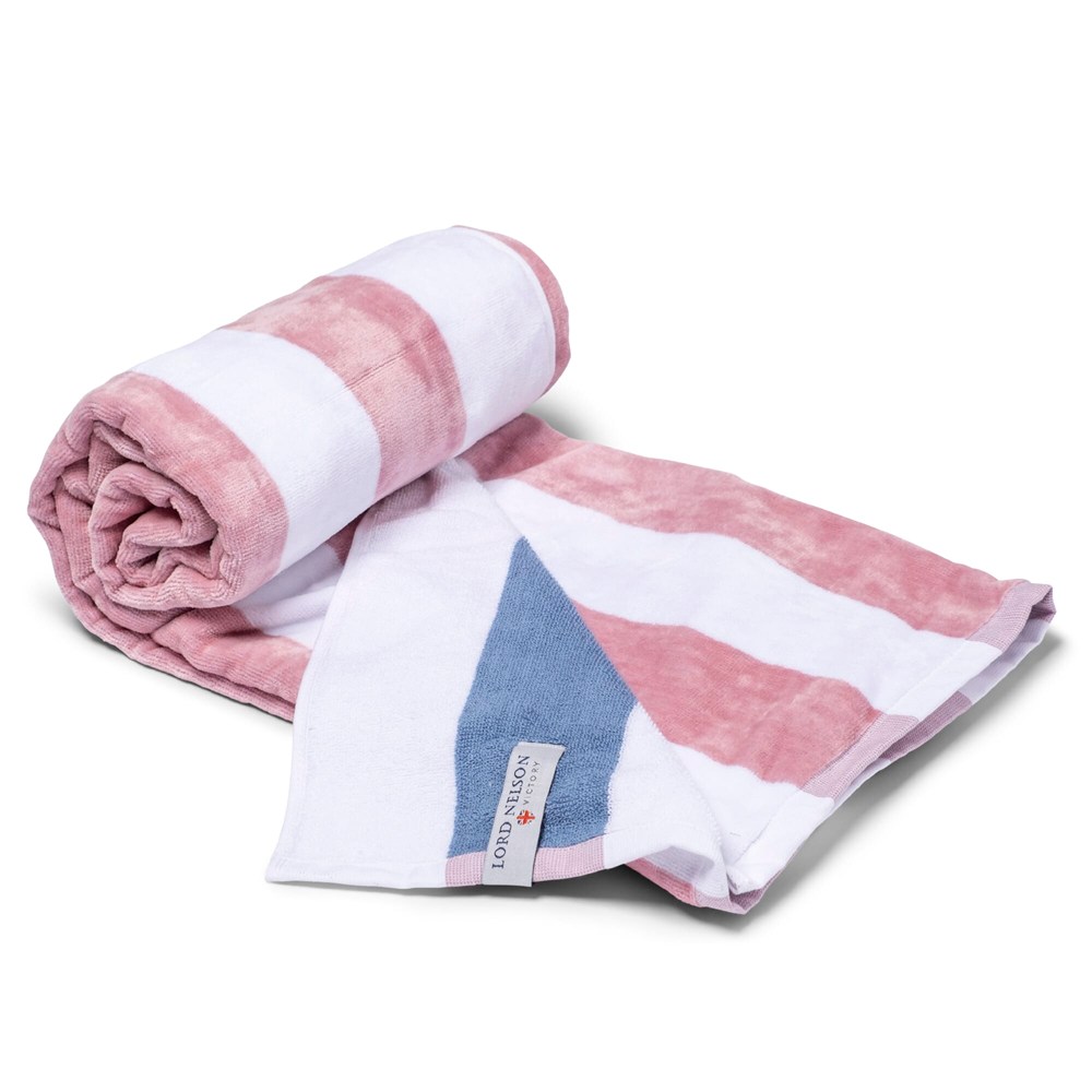 Lord Nelson strandhanddoek 80x160 cm - Wit/Pastel roze