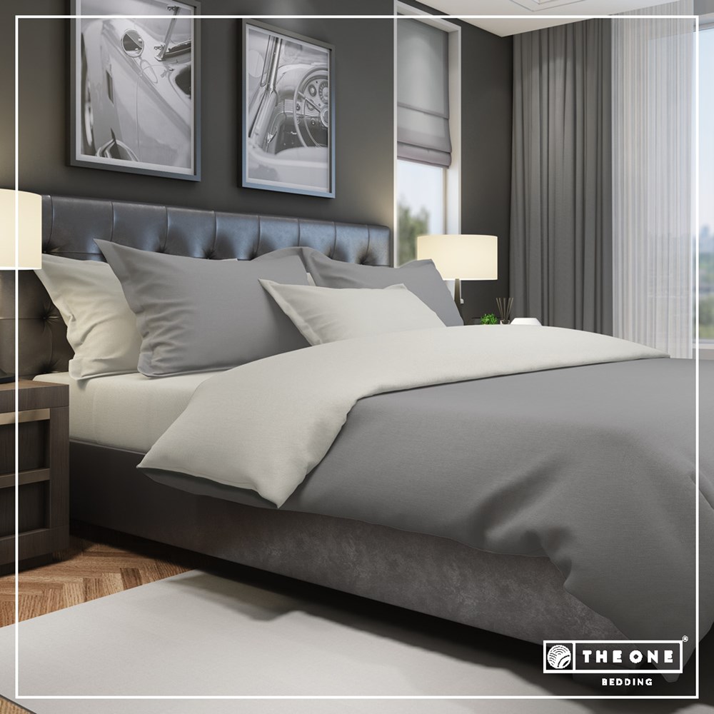 Bedset Klassieke kingsize bedden - Donkergrijs / Lichtgrijs