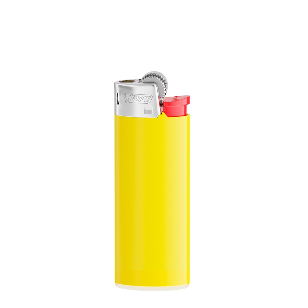 Lichtgele houder - witte basis - rood drukknopje - chroomkap